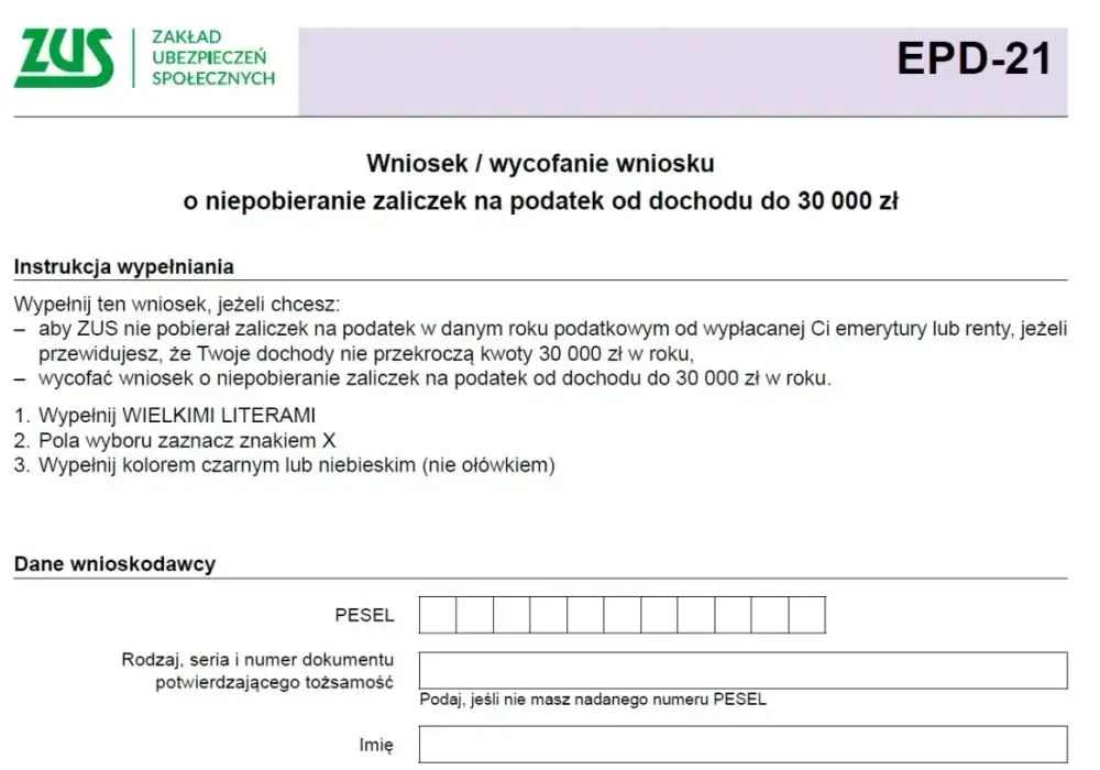 EPD-21 ZUS - Więcej na rękę? Jak wypełnić wniosek