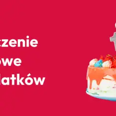 Tort urodzinowy z cyframi 100 i napisem "Świadczenie honorowe dla stulatków".