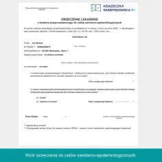 Orzeczenie lekarskie dla kucharza Jana Nowaka, stwierdzające brak przeciwwskazań do pracy.