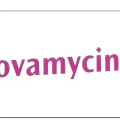 Rovamycine - nazwa leku w kolorze fuksji, z zarejestrowanym znakiem towarowym.