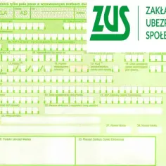Formularz ZUS ZLA z zielonym logo ZUS.
