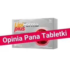 Opakowanie suplementu diety LipiForma plus, który może być najmniej szkodliwym lekiem na cholesterol. Zawiera monakolinę K.
